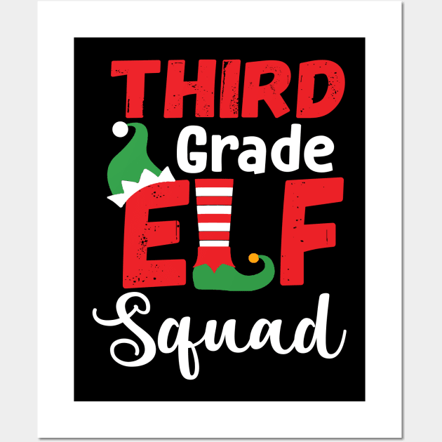 Cute Third Grade Elf Squad Teacher Christmas Wall Art by Dunnhlpp